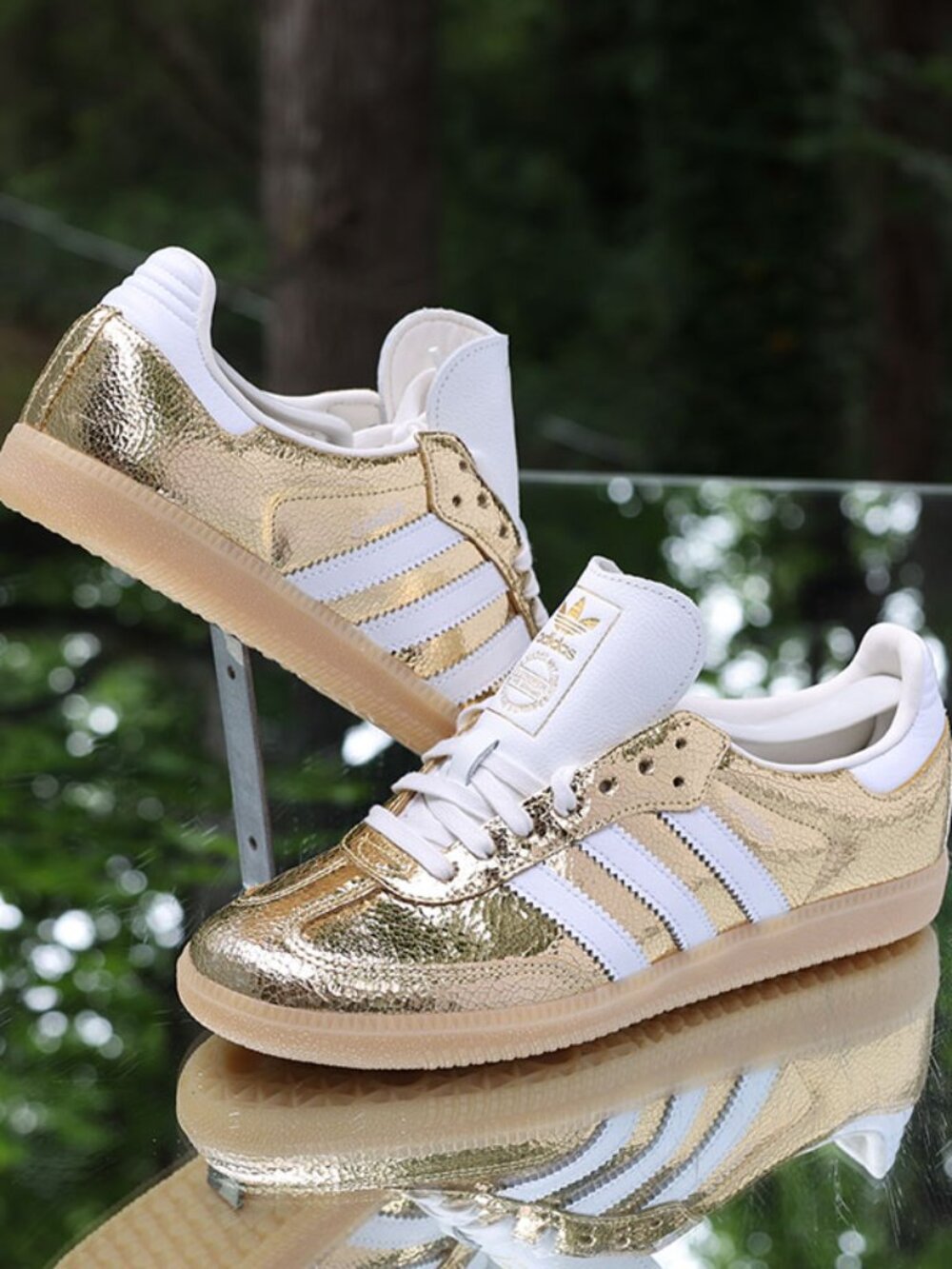 Adidas Samba OG Gold Metallic Cracked Leather Women’s Size 7 - Picture 6 of 13